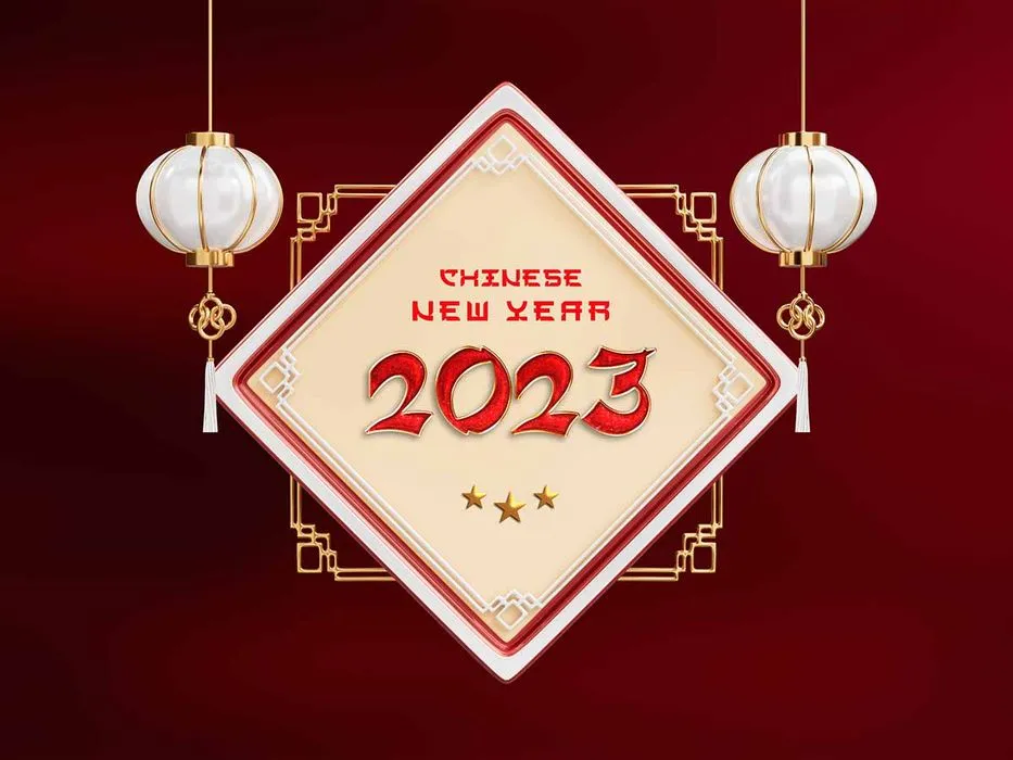 Backdrop Chinese New Year 2023 hình vuông đỏ trắng File PSD
