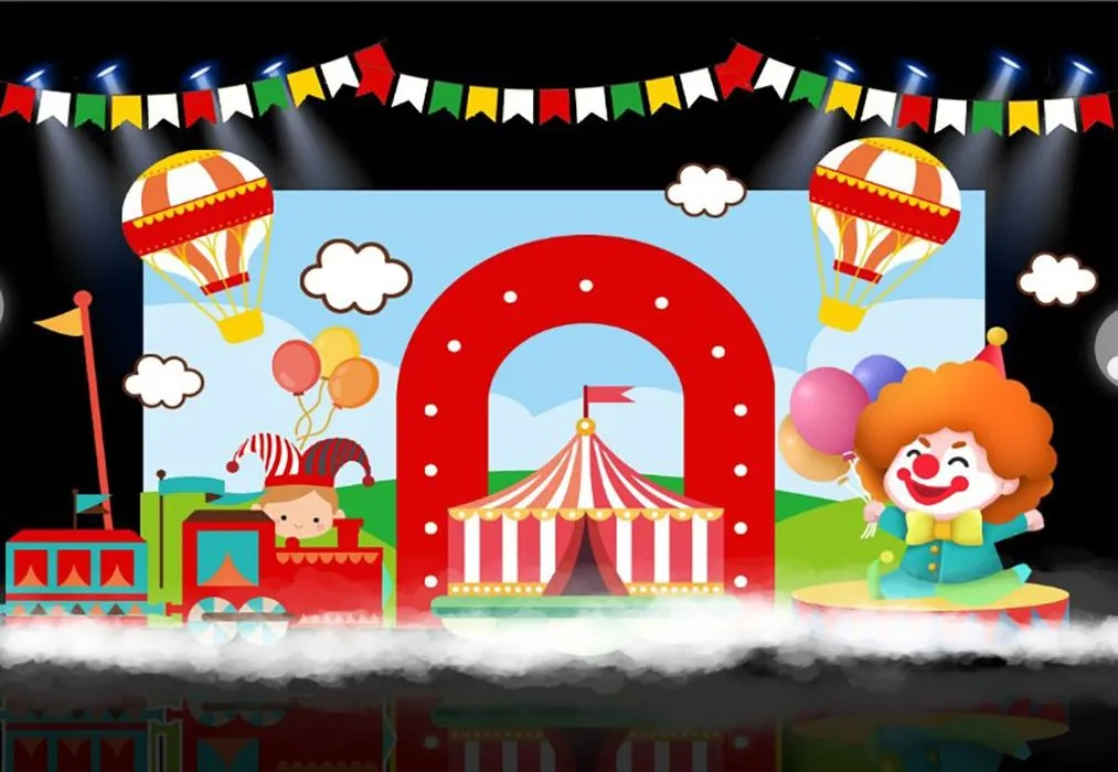 Backdrop Sân Khấu Rạp Xiếc Hoạt Hình Dễ Thương File Corel