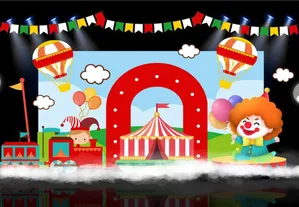 Backdrop Sân Khấu Rạp Xiếc Hoạt Hình Dễ Thương File Corel