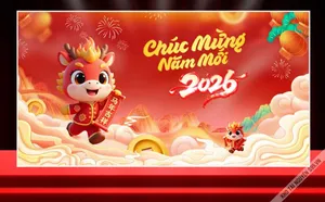 File corel Chúc mừng năm mới 2026 ngựa hoạt hình dễ thương