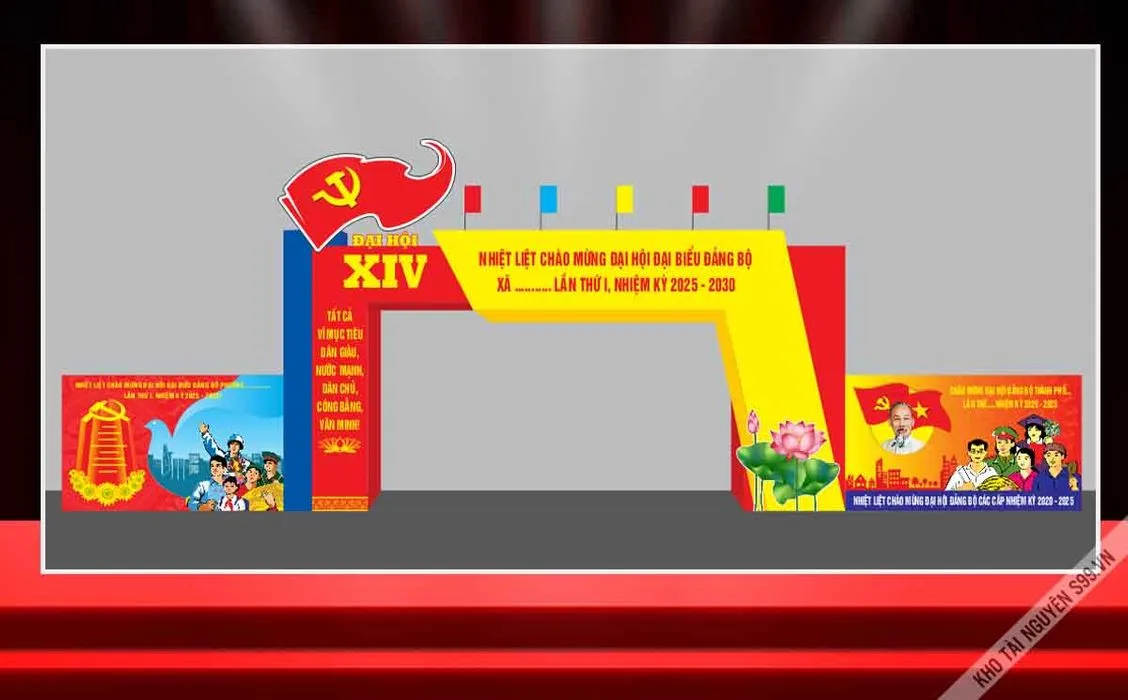 File Corel Cổng Chào Mừng Đại Hội Đại Biểu Đảng Bộ Xã 