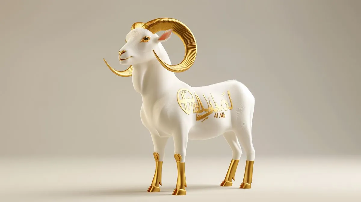 Dê Trắng Vàng 3D Sang Trọng - Eid Al-Adha JPG Chất Lượng Cao