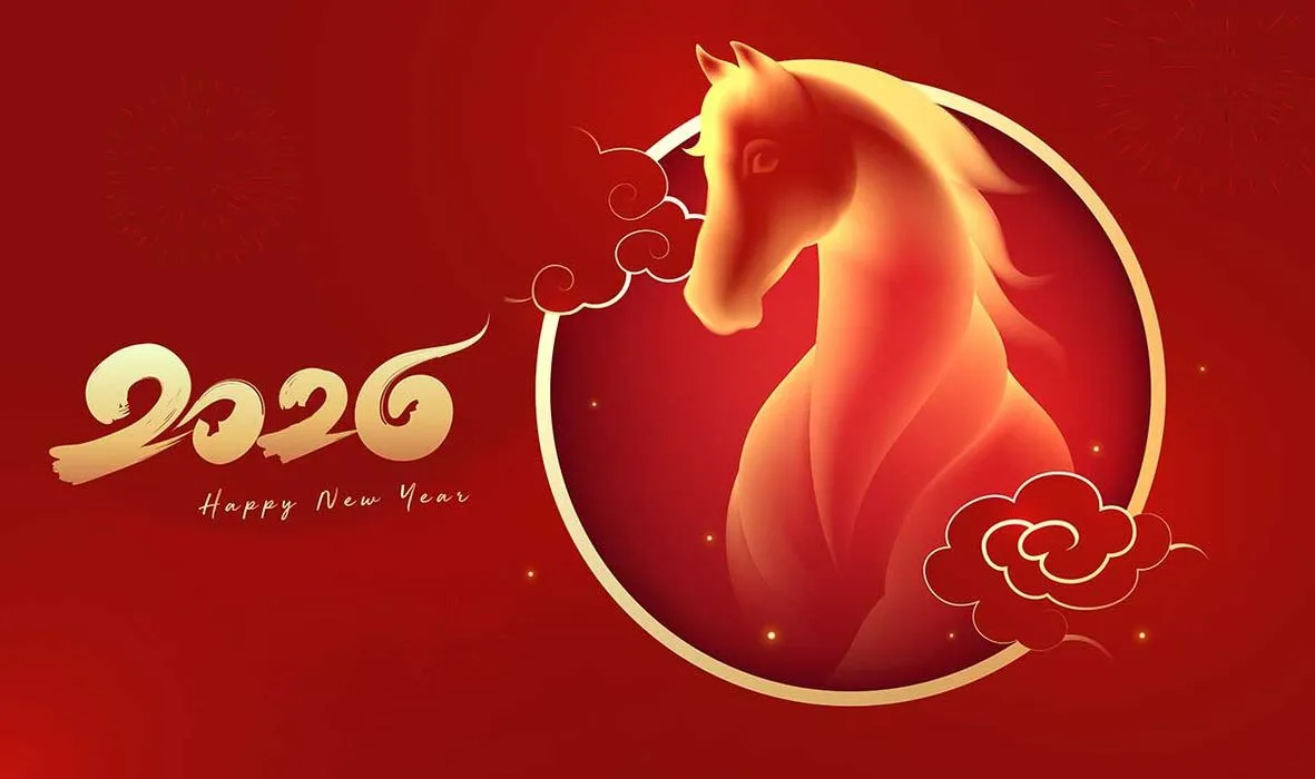 2026 Ngựa đỏ ánh vàng nghệ thuật – File Vector