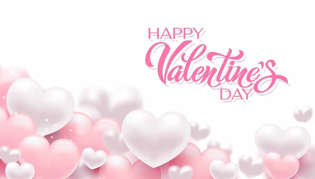 Thiết Kế Valentine’s Day Trái Tim Bay Hồng Trắng File EPS