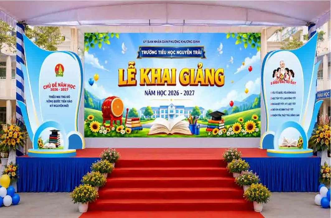 File corel - Mẫu thiết kế backdrop lễ khai giảng năm học 2026 - 2027.