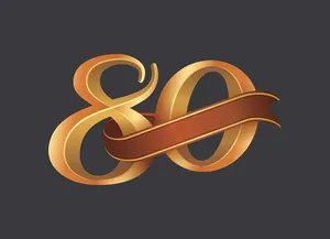 Số 80 khối 3D chất liệu màu vàng gold file vector - Mẫu 8