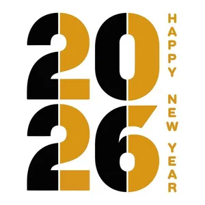 Thiết kế số 2026 File vector đen vàng đối xứng