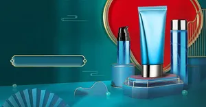 File PSD Mỹ phẩm chăm sóc da màu xanh hiện đại