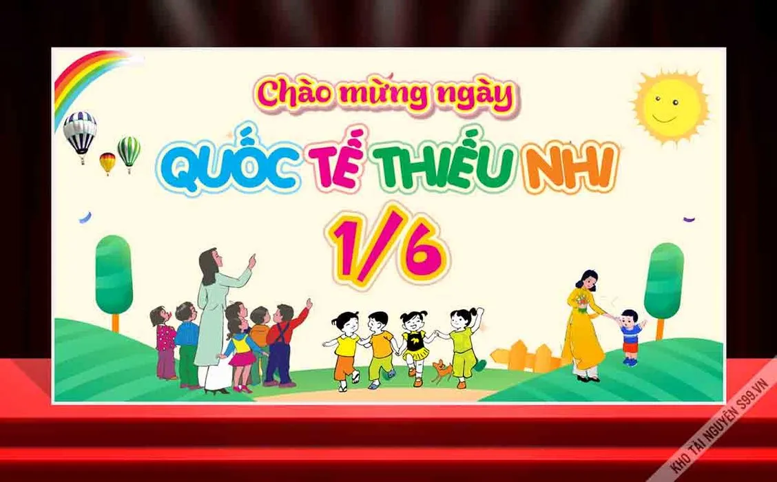 Backdrop Chúc Mừng Ngày Quốc Tế Thiếu Nhi 1/6 – File Vector CDR