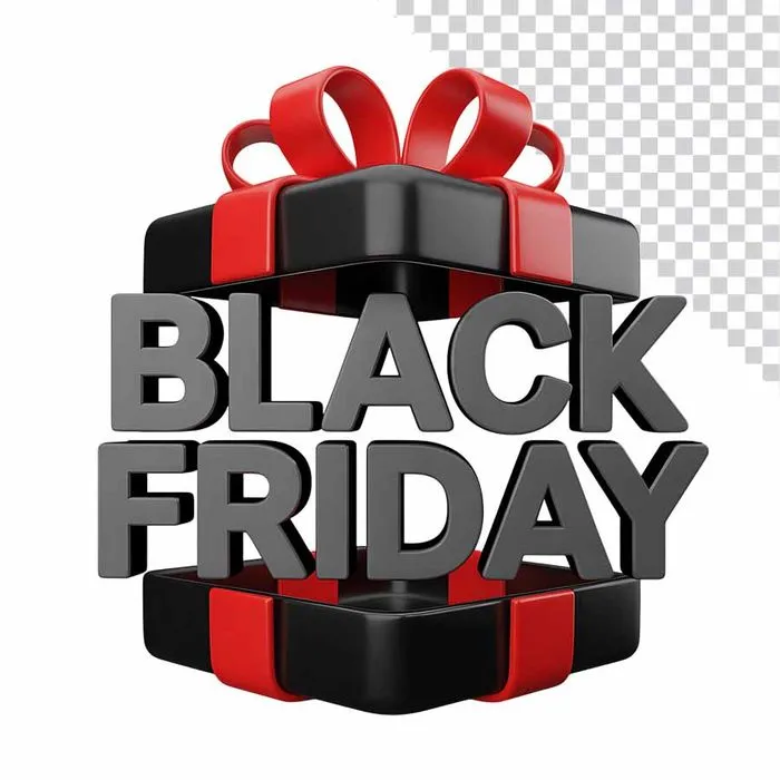 Hộp quà PNG Black Friday 3D sang trọng màu đen đỏ