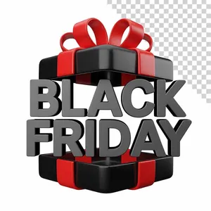 Hộp quà PNG Black Friday 3D sang trọng màu đen đỏ