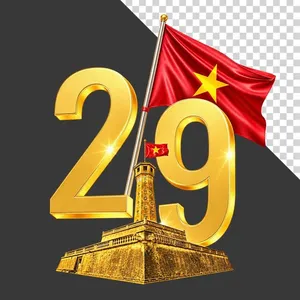 PNG Quốc Khánh 2/9 Số Vàng, Cờ Việt Nam & Cột Cờ Hà Nội