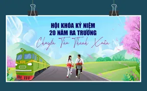 Phông nền background kỷ niệm 20 năm ngày ra trường - chuyến tàu thành xuân file corel