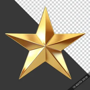 Ngôi sao vàng 3D ánh kim PNG