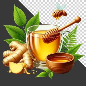 Ly Mật Ong Gừng Thảo Mộc PNG - Thiết Kế Đồ Họa Chất Lượng Cao
