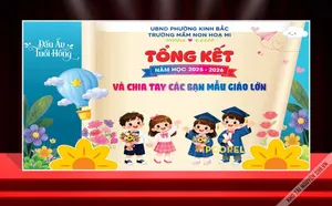 Backdrop Tổng Kết Mầm Non 2025-2026 - Tạm Biệt Mẫu Giáo Lớn CDR