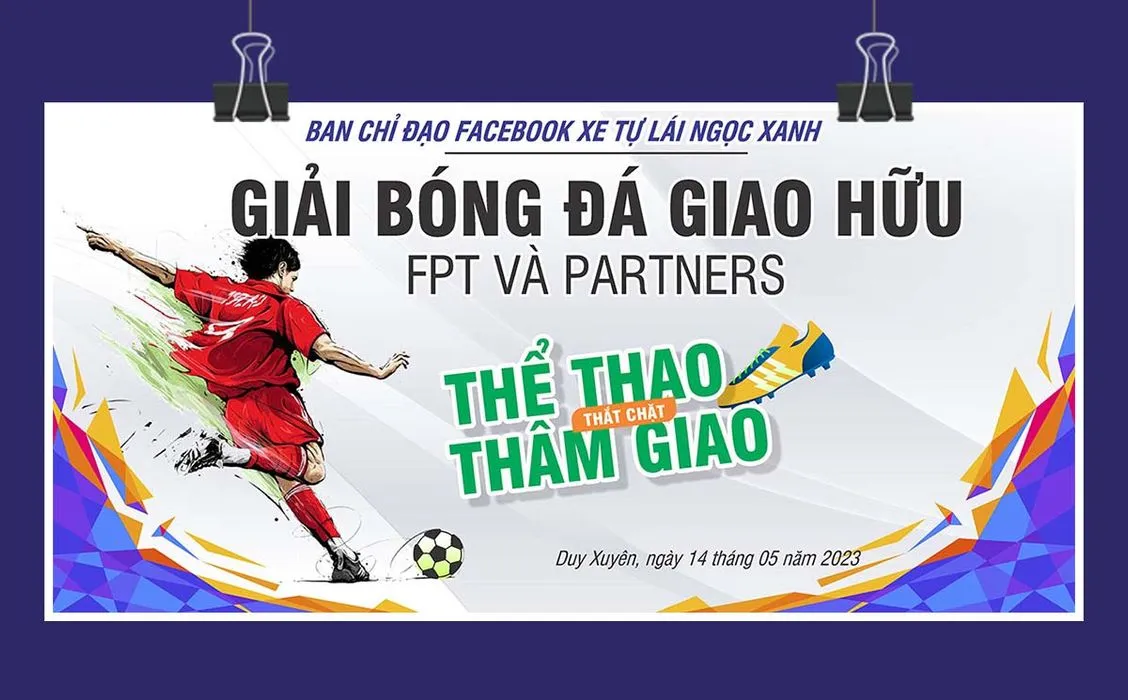 Backdrop Giải Bóng Đá Giao Hữu FPT Và Partners – File Corel Thiết Kế Sự Kiện Thể Thao