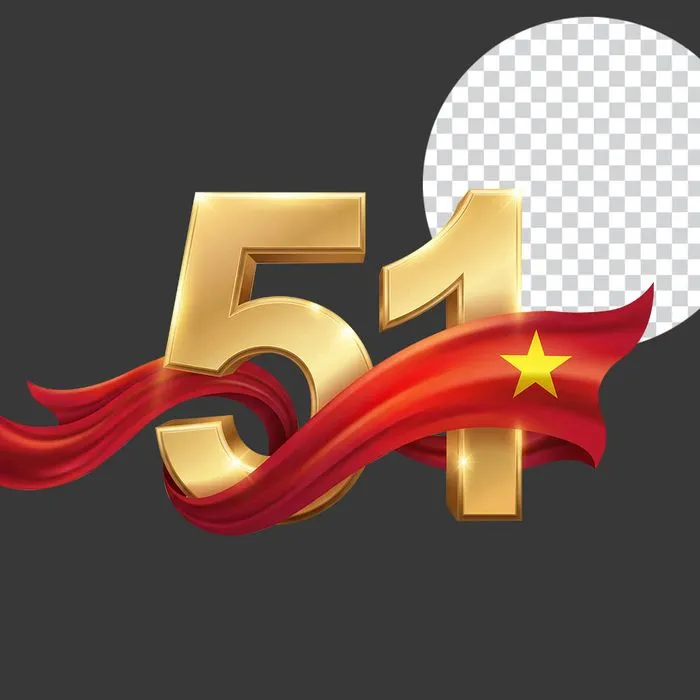 Số 51 Vàng Gold Với Cờ Việt Nam PNG - Kỷ Niệm 51 Năm Giải Phóng Miền Nam
