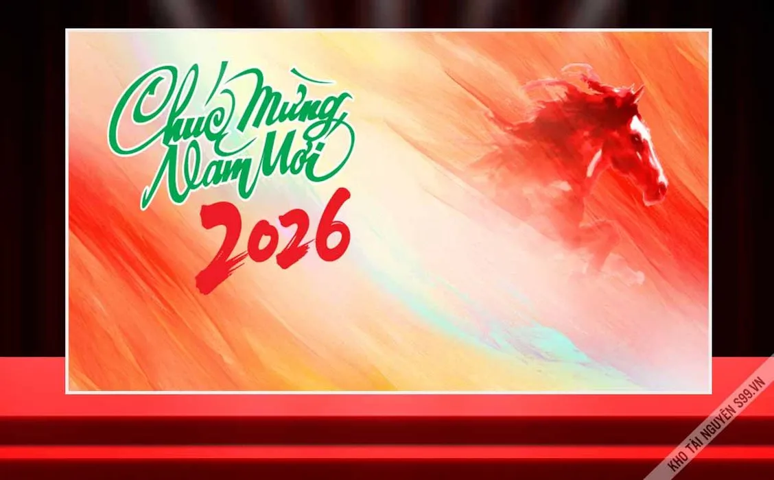 Tranh Nghệ Thuật Chúc Mừng Năm Mới 2026 Mã Đáo Thành Công File Corel