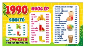 File Corel Menu Nước Ép Sinh Tố 1990