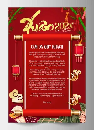 Thiệp Chúc Tết Xuân 2026 Đỏ Vàng Sang Trọng - File JPG