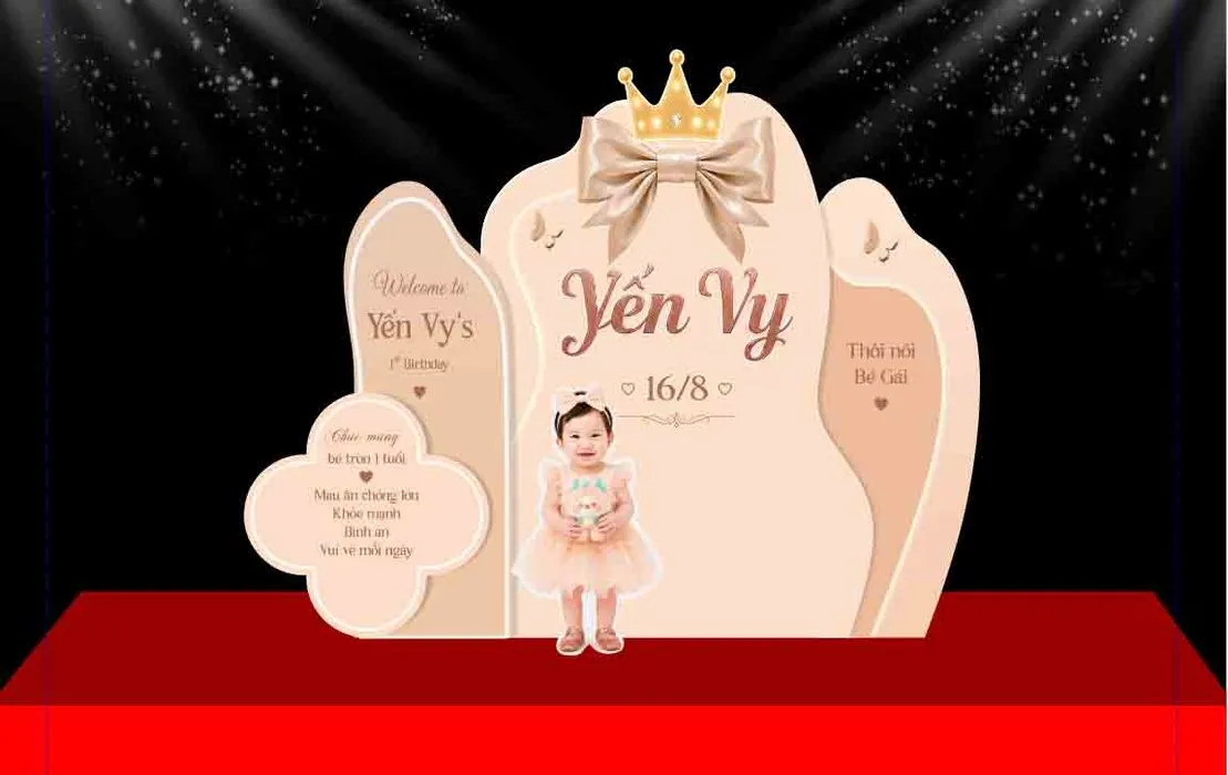 Background Sinh Nhật Bé Gái Dễ Thương (File CDR Vector) Tối Ưu In Ấn