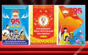 Bộ poster tuyên truyền 95 năm ngày thành lập mặt trận dân tộc thống nhất Việt Nam File Corel
