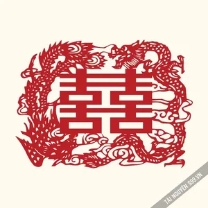 File chữ song hỷ vector hình ảnh rộng phượng uốn quanh chữ - Mẫu số KKD2