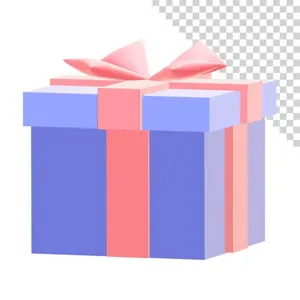 Hộp quà 3D mầu hồng xanh File PNG