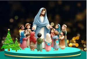 File Corel Background Giáng Sinh Người Tuyết Cầm Chổi Và Ngôi Nhà Tuyết