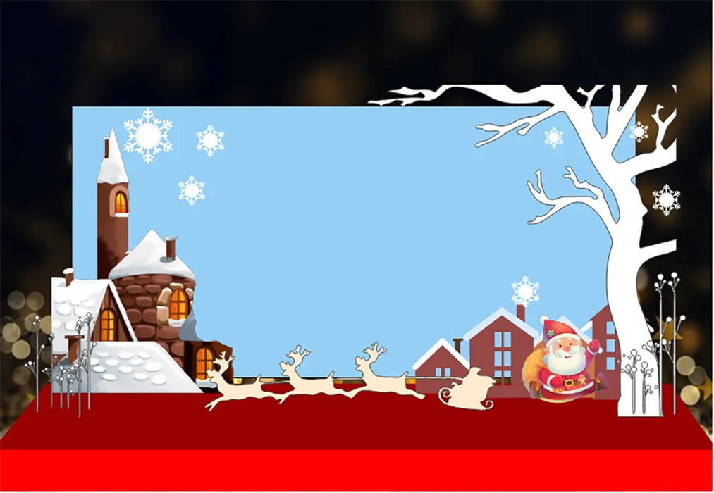 File Corel Backdrop Giáng sinh làng tuyết trắng ông già Noel