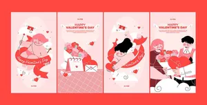 File EPS bộ thiết kế câu chuyện Valentine phong cách hoạt hình