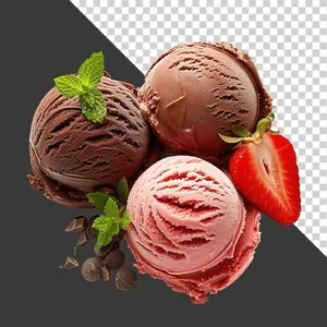 Hình ảnh cụm kem ốc quế 3D nhiều màu sắc đang tan chảy tách nền File PNG
