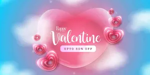 File EPS banner Valentine trái tim 3D giảm giá 50
