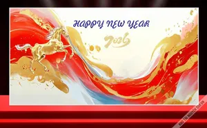 Nền tết 2026 Happy New Year ngựa vàng nghệ thuật File corel