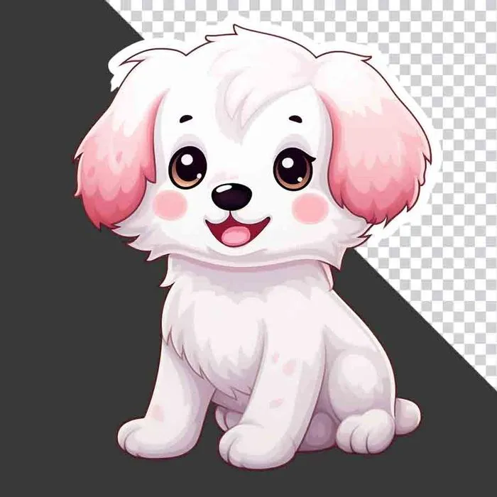 Hình ảnh chú cún con trắng dễ thương, chất lượng cao PNG