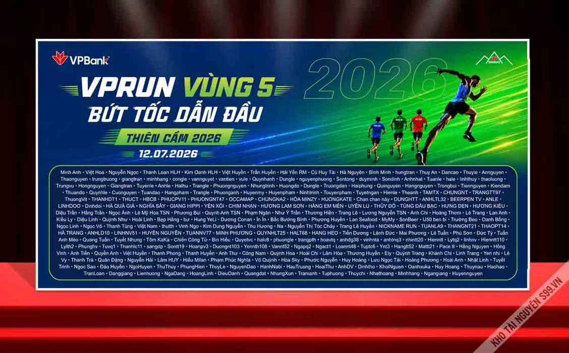 Mẫu thiết kế phông nền giải chạy VPBank VPRUN Vùng 5 bứt tốc dẫn đầu File Corel