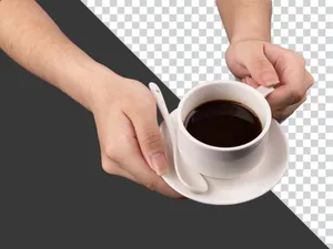 Tay cầm ly cà phê trắng có muỗng nhỏ file PNG