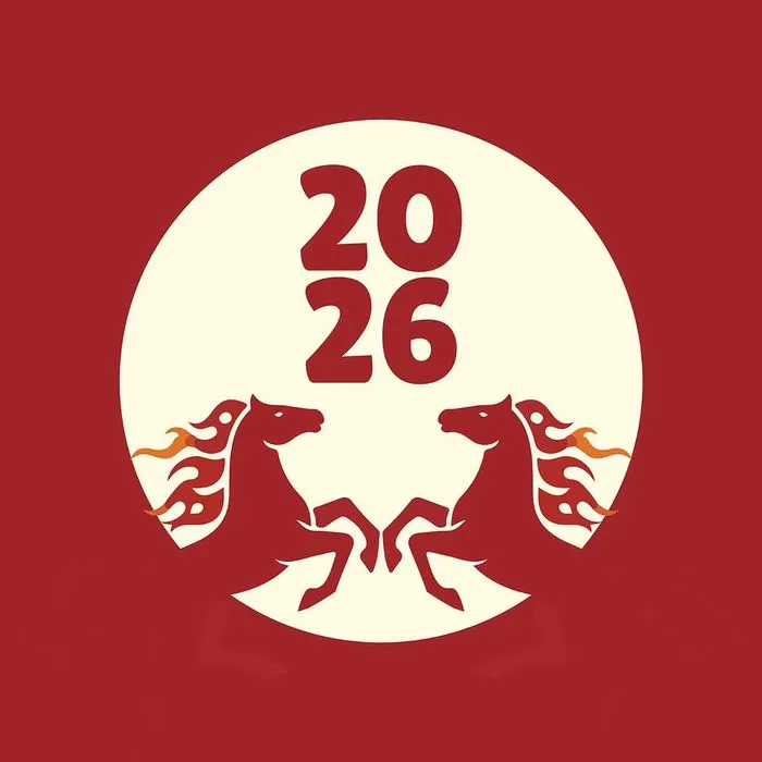 Thiết kế chữ 2026 Happy New Year hiện đại File Vector