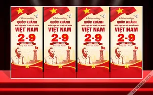 Mẫu thiết kế pano phướn thả dọc chào mừng Quốc khánh 2 - 9 File Corel