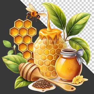 Các sản phẩm từ ong nguyên chất - File PNG