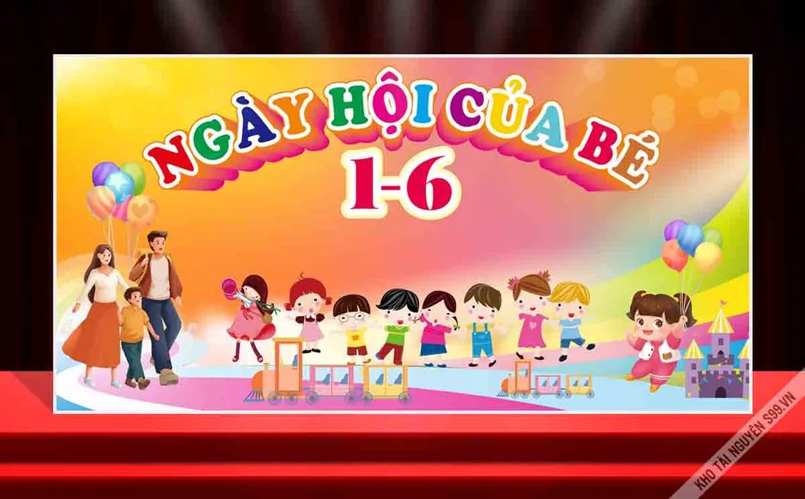 Backdrop Thiếu Nhi 1-6 Ngày Hội Của Bé – File CDR Vector Đa Năng