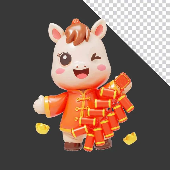 Minh Họa Ngựa Hoạt Hình Dễ Thương Mừng Năm Mới PSD