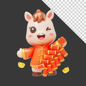 Minh Họa Ngựa Hoạt Hình Dễ Thương Mừng Năm Mới PSD