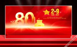 Backdrop nền đỏ ngày Quốc Khánh mùng 2 tháng 9 nước Việt Nam - File corel