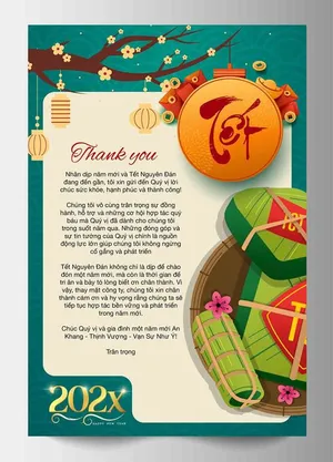 Thiệp thư chúc Tết 202x đỏ vàng hoa mai - File Vector