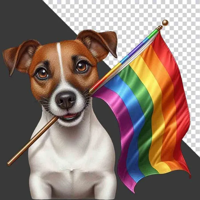 Chó Jack Russell Cầm Cờ Cầu Vồng PNG - Thiết Kế Đồ Họa Đa Năng