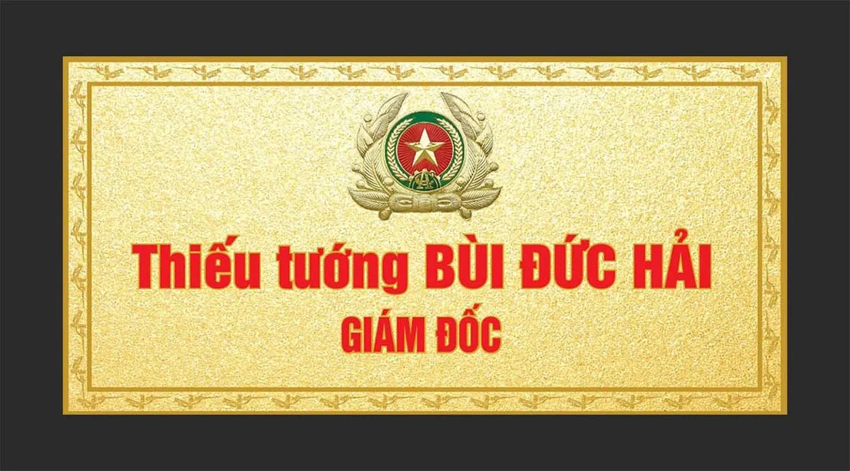 Biển chức danh văn phòng công an màu vàng file corel