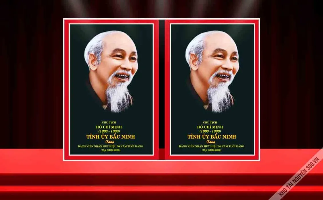 File Corel - Mẫu khung ảnh Bác Hồ Tỉnh ủy Bắc Ninh tặng đảng viên huy hiệu 50 năm