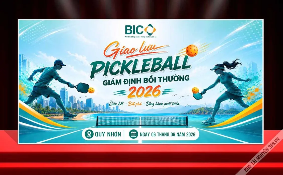 Backdrop Giao Lưu Pickleball 2026 của BIC – File CDR Đa Năng